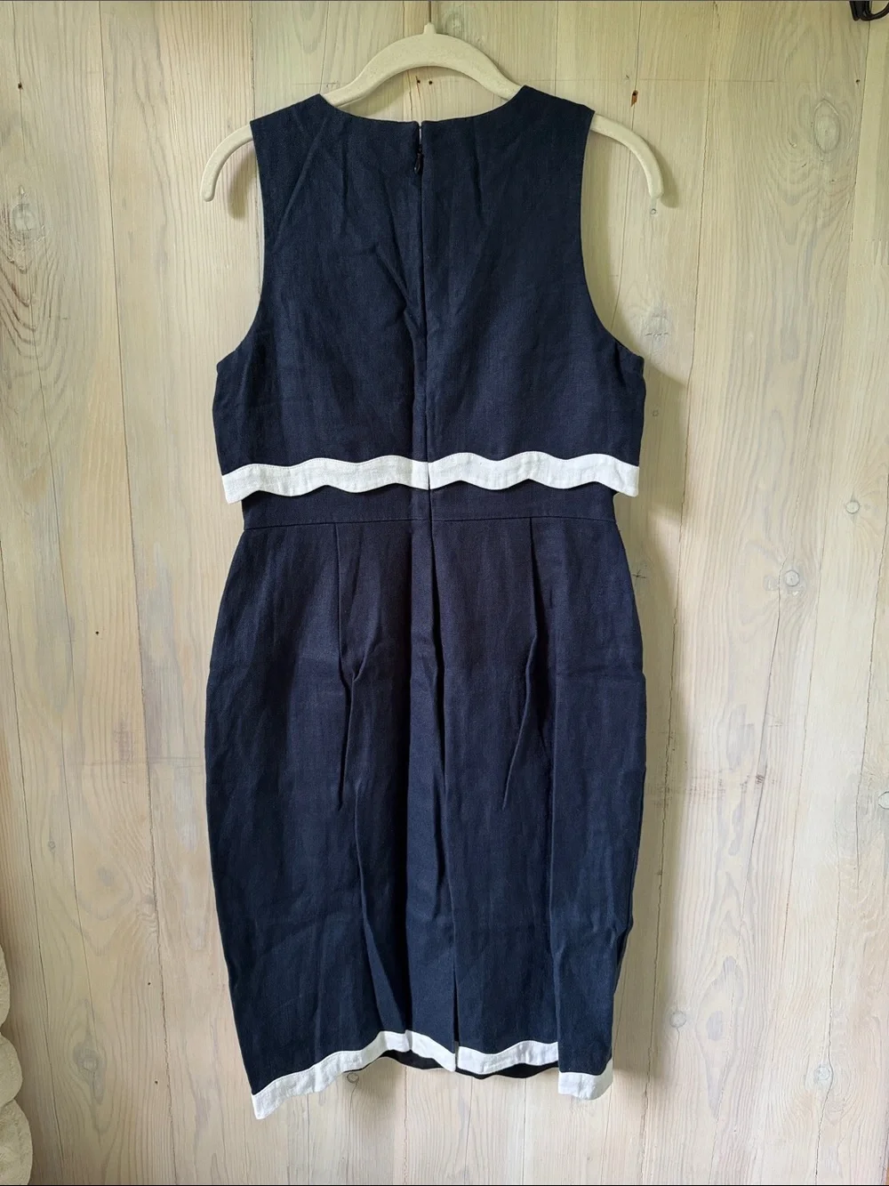 J. Crew Linen Scallop Detailed Dress Size 4